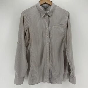 Ariat Men's Light Beige and White Pinstripe Button-Down Shirt